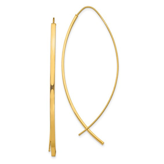 14 Karat Yellow 1.75Mm Square Tube Wire Threader Earrings