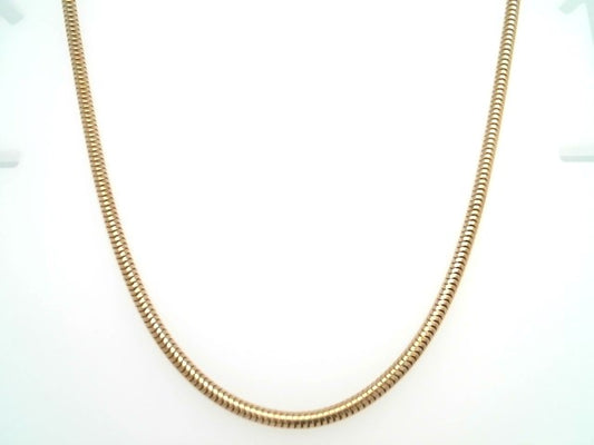 Vintage 14 Karat Yellow Gold 2 Mm Smooth Snake Chain, 17.5"
