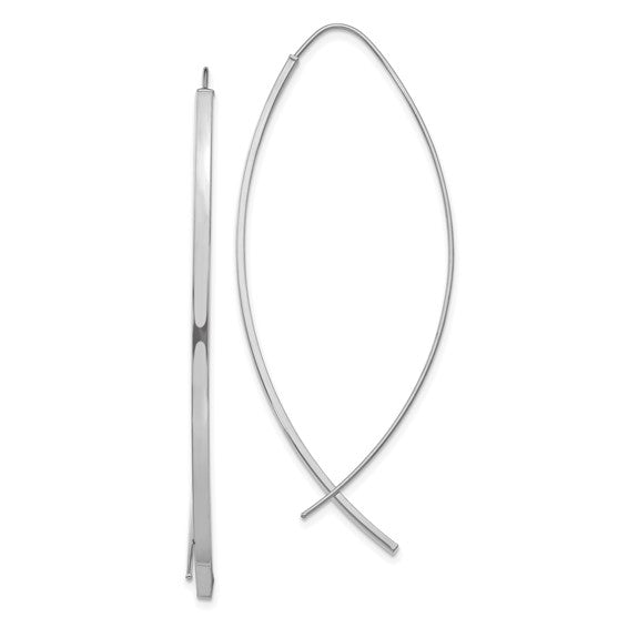 14 Karat White Gold Square Tube White Threader Earrings