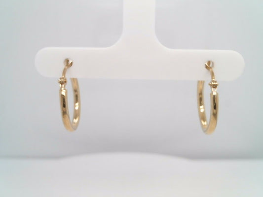14 Karat Yellow Gold 2 Mm Hoop Earrings