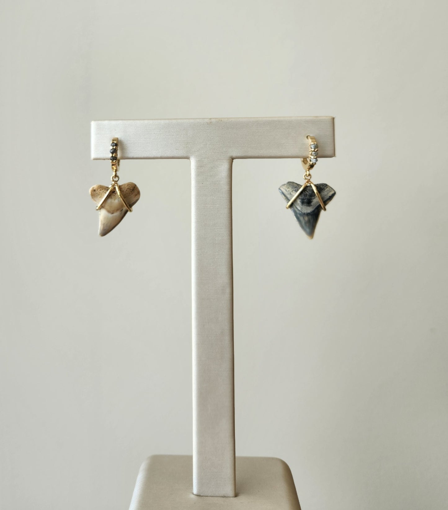 14 Karat Yellow Gold Shark's Tooth & Rough Diamond Earrings