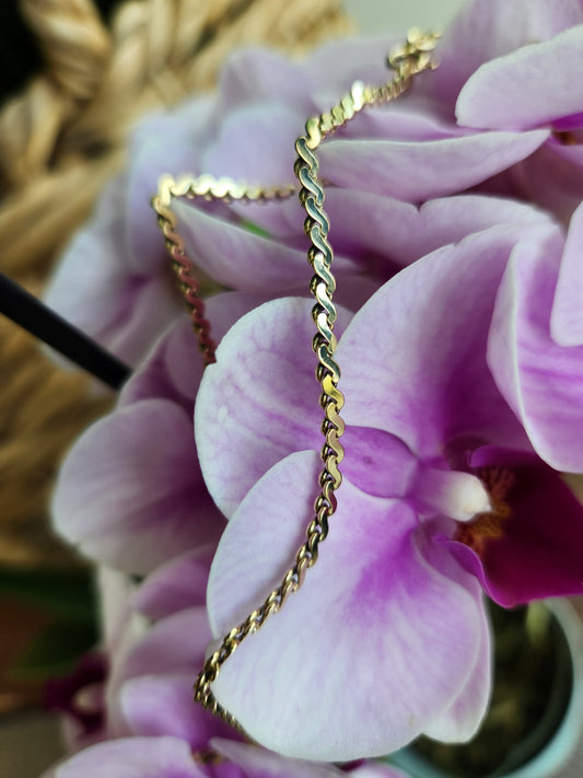 14 Karat Yellow Gold 2.5 Mm S-Shaped Fancy Link Chain With Spring Ring Clasp, 9"