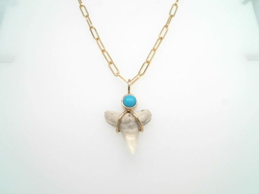 14 Karat White Gold Florida Shark's Tooth & Diamond Pendant