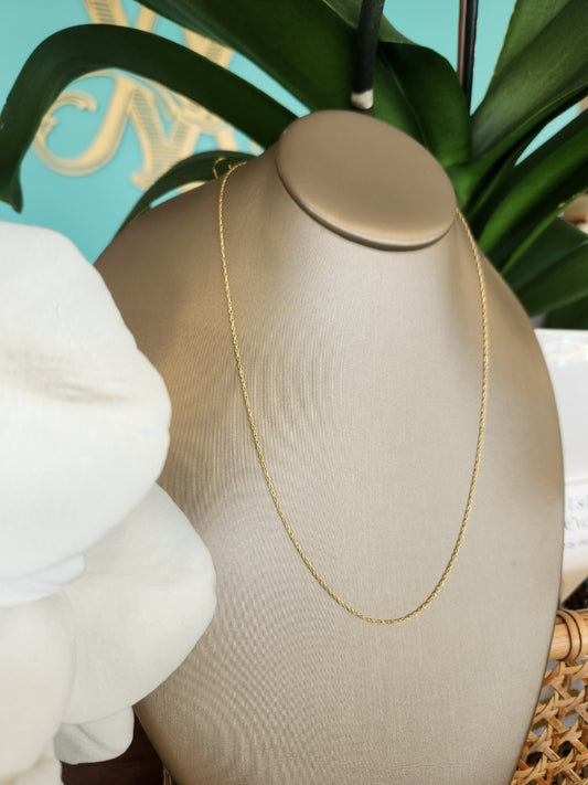 14K 18 Inch 1.1 mm Lightweight Rope  Chain with Spring Ring