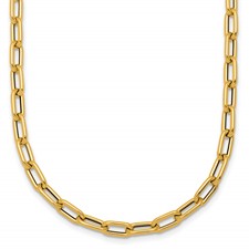 14K YG Polished Rounded Oval Link 24" Hollow  Necklace