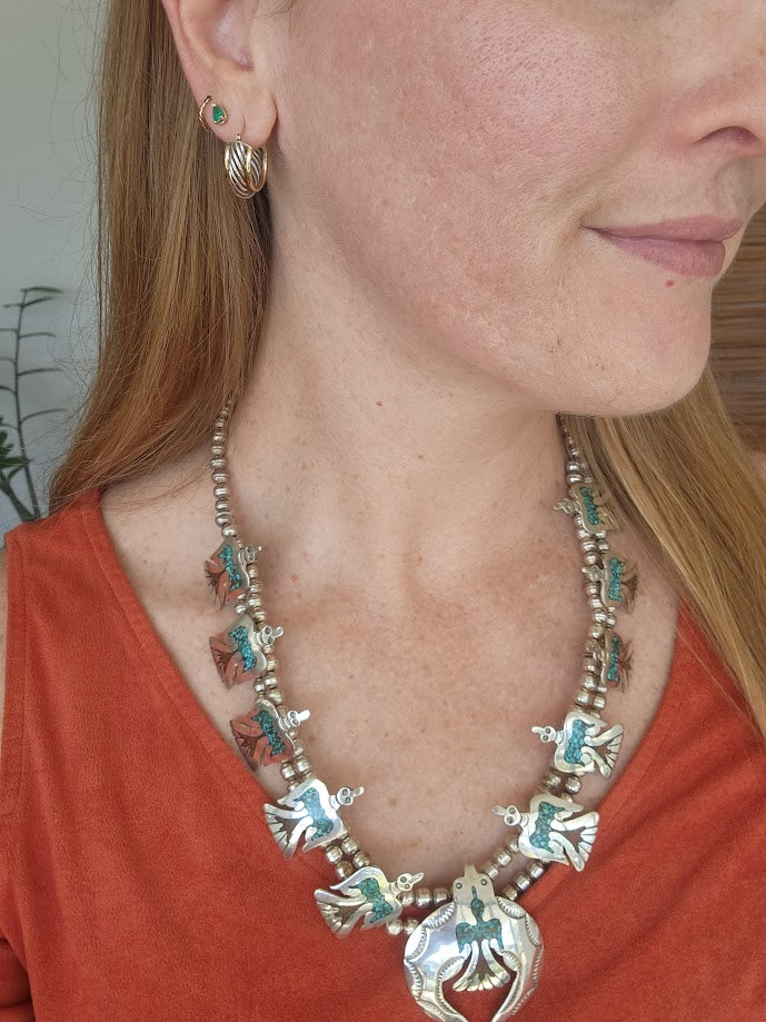 Vintage Sterling Silver Rope Design Medium Hoops With 14 Karat Yellow Gold Edge