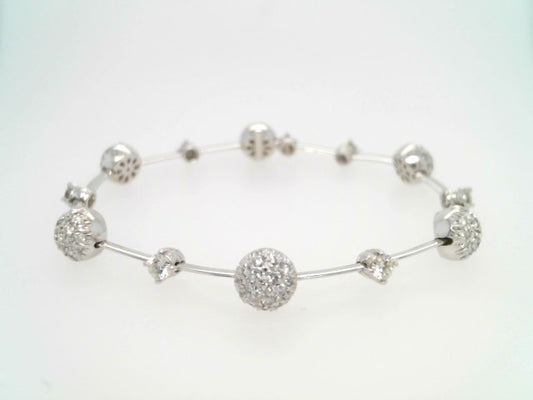 Vintage 18 Karat White Gold Diamond Station Line Bracelet