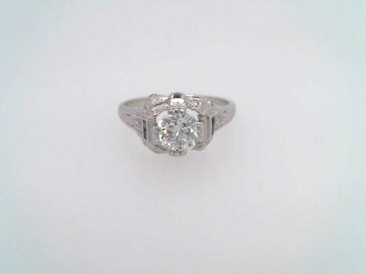 Antique Art Deco Platinum Diamond & Sapphire Ring