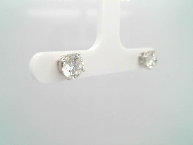 14 Karat White Gold Diamond Stud Earrings 
2 Natural Round Brilliant