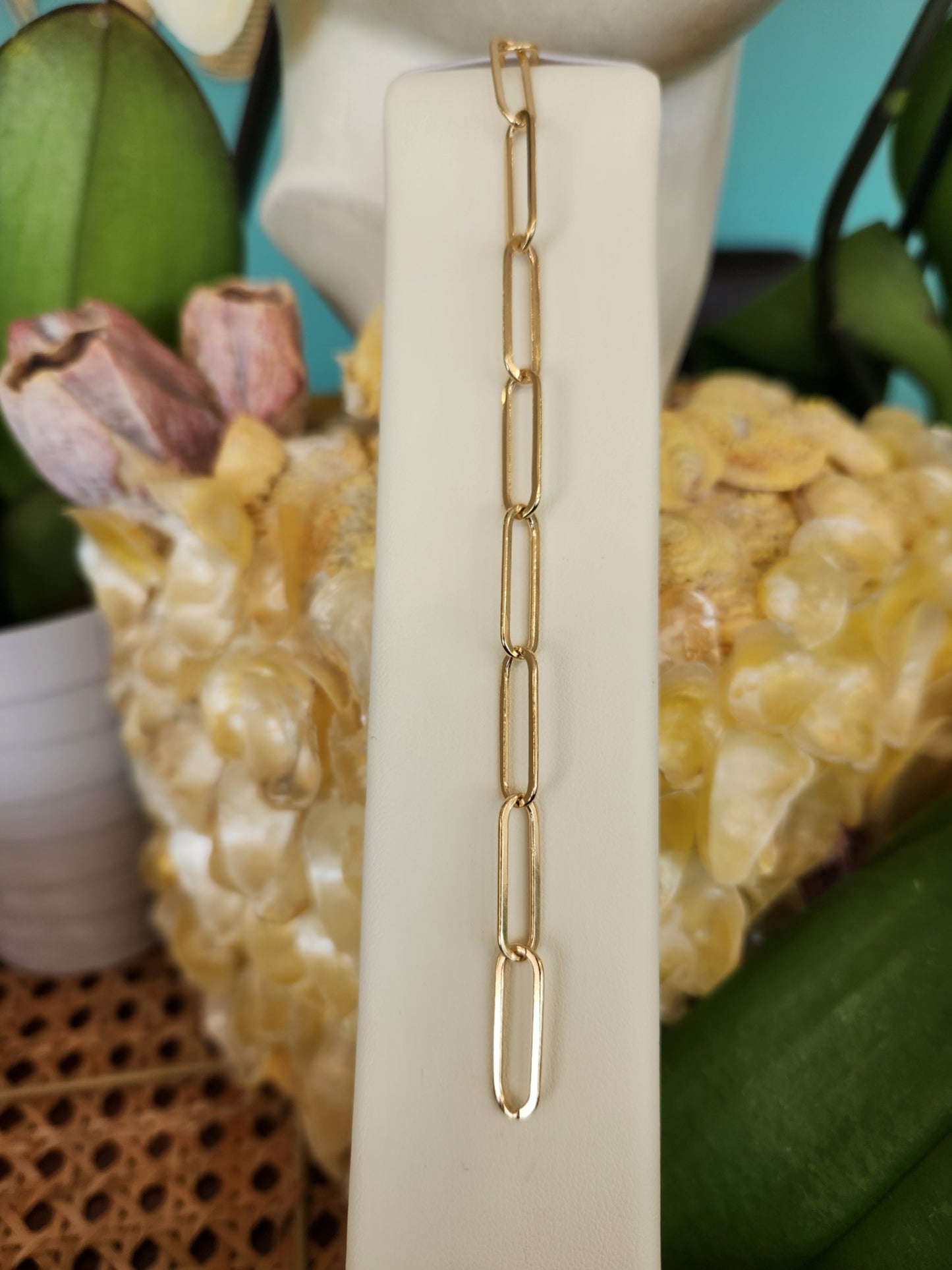 14K Yellow Gold Paperclip-style bracelet -  6.2 mm; 7 inch; Lobster Cl