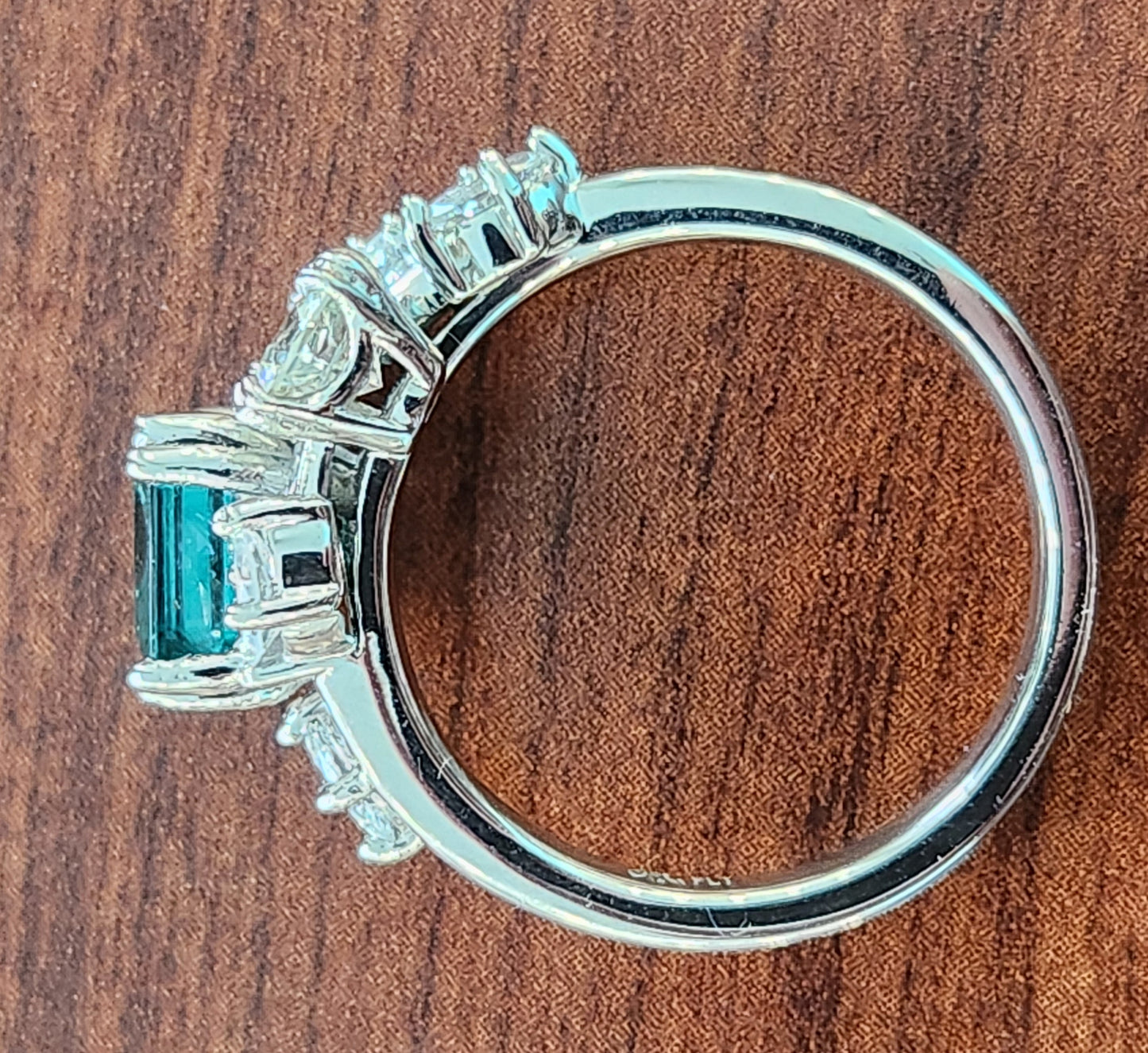 Platinum Indicolite Tourmaline & Diamond Floral Bypass Style Ring