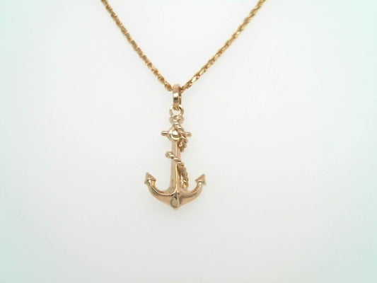 Vintage 14 Karat Yellow Gold Anchor & Rope Charm Pendant