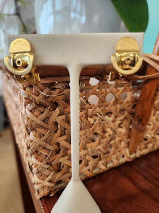 Vintage 18 Karat Yellow Gold Buckle Earrings With Polished & Textured Finish