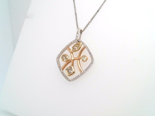 18 Karat White, Yellow, And Rose Gold White & Yellow Diamond Free-Form Pendant
