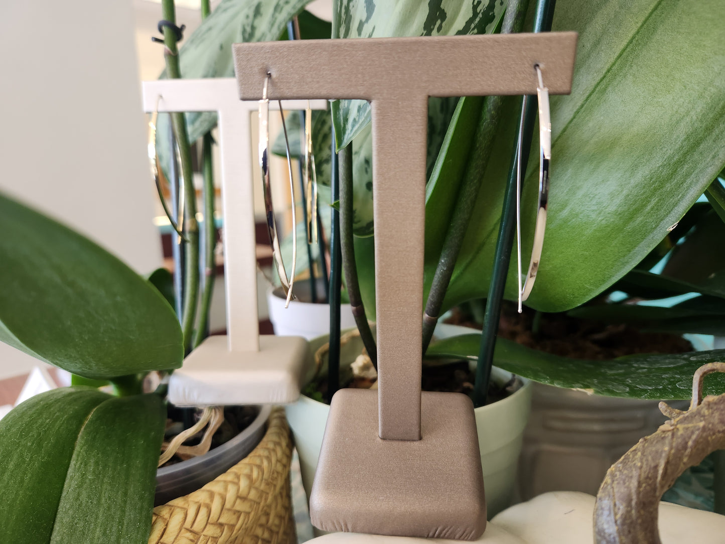 14 Karat White Gold Square Tube White Threader Earrings