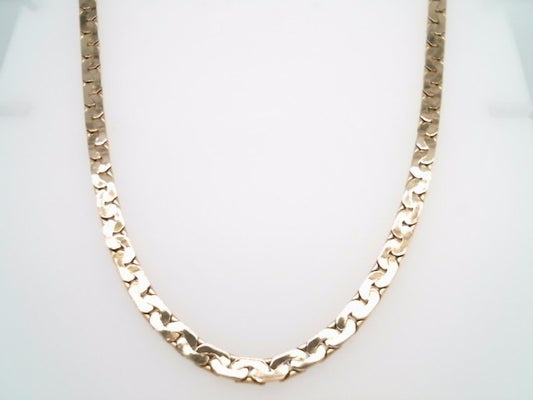 Vintage 14 Karat Yellow Gold 3.5 Mm Flattened Link Chain Necklace, 23"