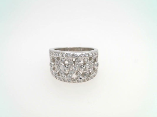 Vintage 18 Karat White Gold "X" Design Diamond Band Ring