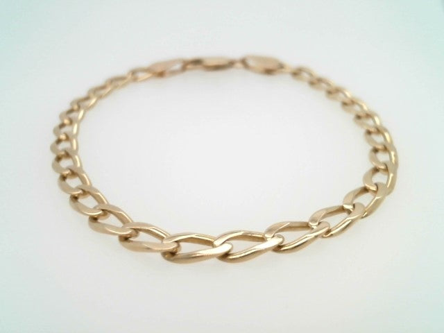 14 Karat Yellow Gold 5 Mm Elongated Curb Link Bracelet, 8"