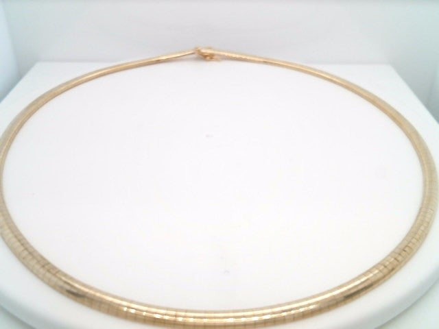 Vintage 14 Karat Yellow Gold 3.5 Mm Domed Omega Chain Necklace 17"