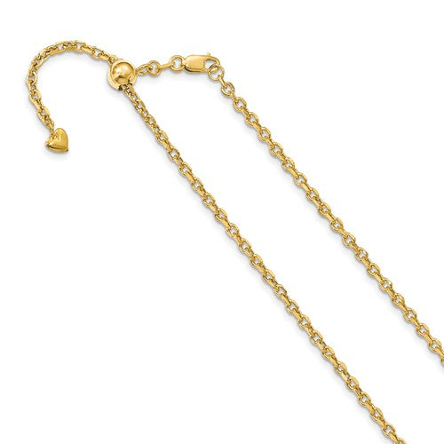 14 Karat Yellow Gold 2.5 Mm Semi Solid Adjustable Cable Chain 30"
