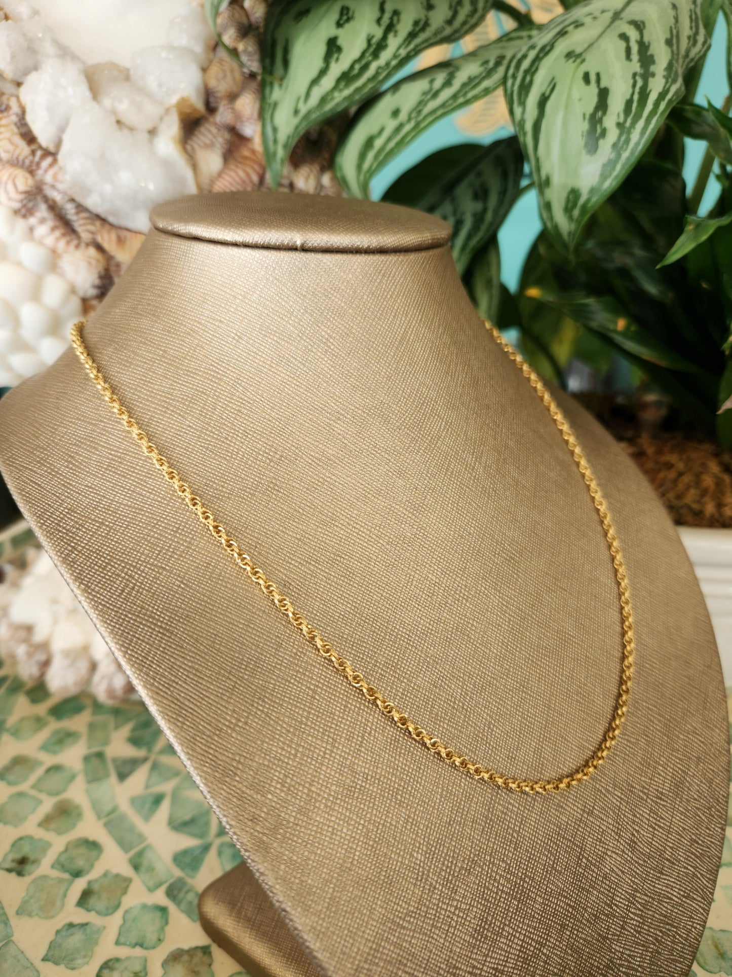 Vintage 14 Karat Yellow Gold 2.6 Mm Fancy Textured Rope Chain, 20"