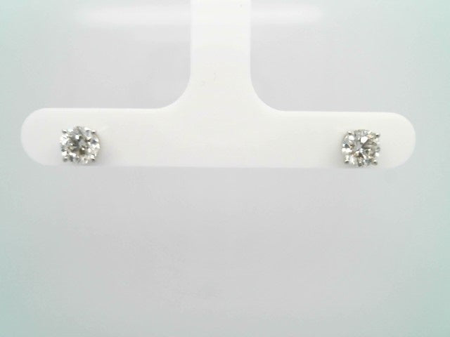 14 Karat White Gold Diamond Stud Earrings 
2 Natural Round Brilliant