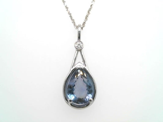 14 Karat White Gold Tanzanite & Diamond Pendant