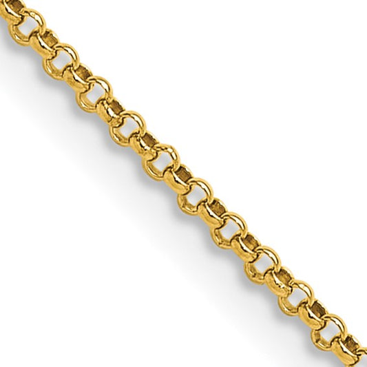 14 Karat Yellow Gold 1.55 Mm Rolo Chain Necklace 18 Inch