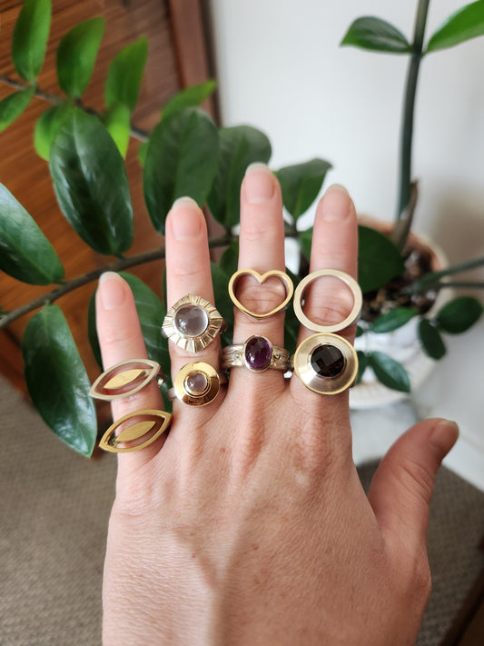 Sterling Silver & 18 Karat Yellow Gold "You Complete Me" Open Heart Ring