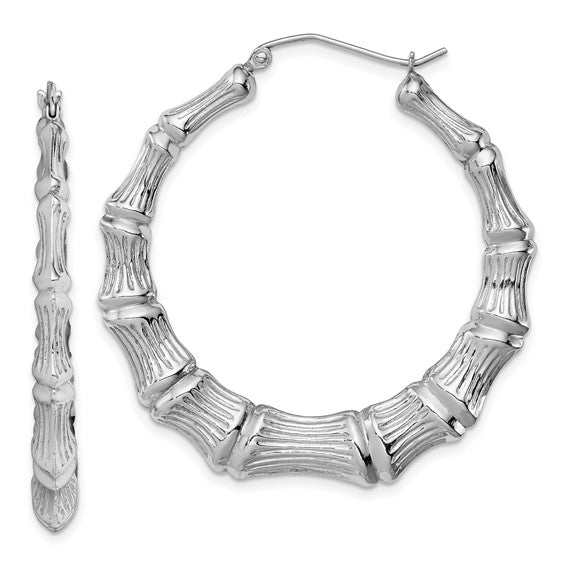 Sterling Silver Bamboo Hoop Earrings