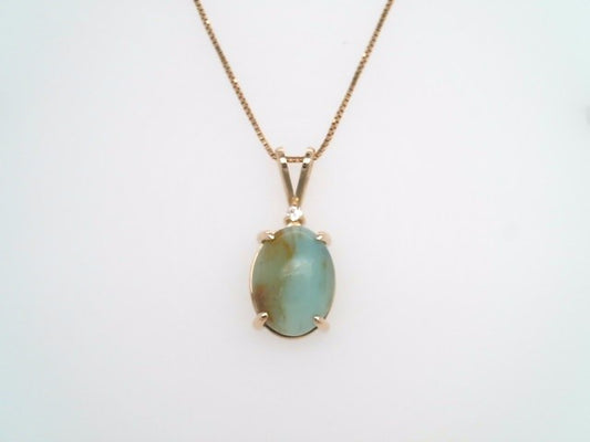 14 Karat Yellow Gold Opalite & Diamond Pendant