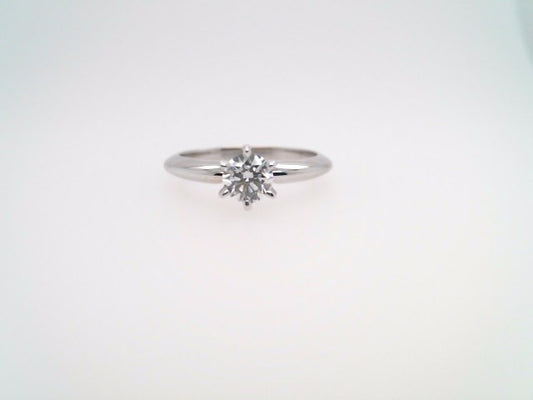 14 Karat White Gold 6 Prong Set .45 Carat Round Brilliant Diamond Solitaire Engagement Ring