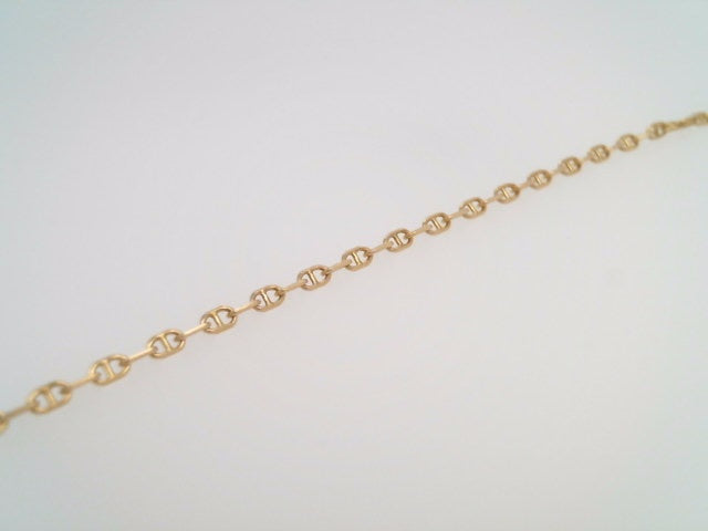 14 Karat Yellow Gold 2 Mm Solid Mariner Link Chain Bracelet 7.5 "