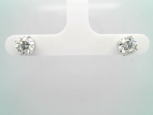 14 Karat White Gold Diamond Stud Earrings 
2 Natural Round Brilliant