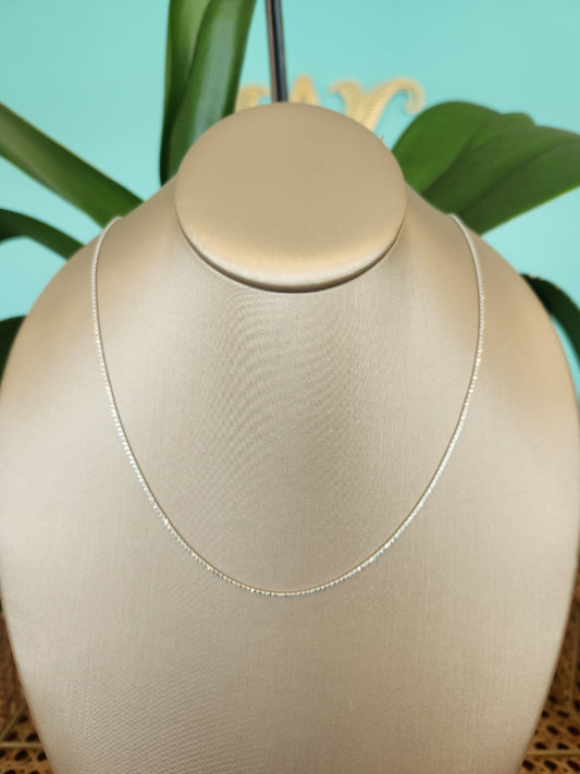 14 Karat White Gold 22 Inch 1.3mm Adjustable Popcorn Chain With Lobster Clasp