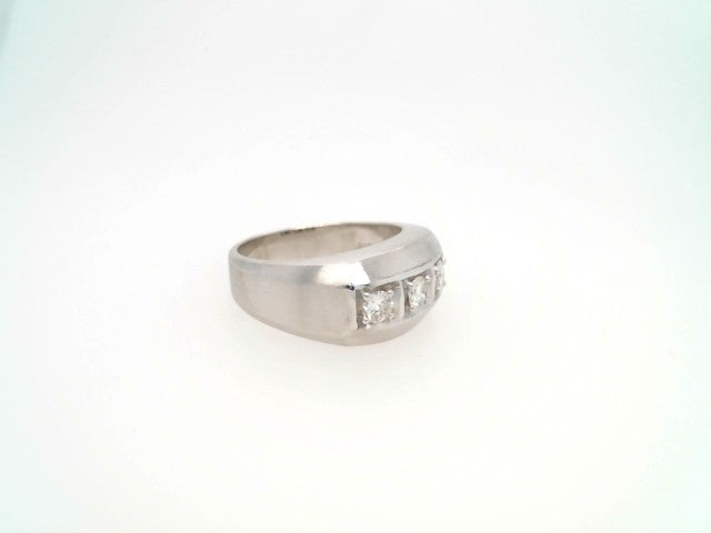 Vintage 14 Karat White Gold 10 Mm Wide 3 Diamond Band Ring