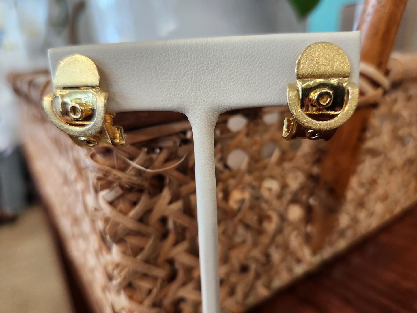 Vintage 18 Karat Yellow Gold Buckle Earrings With Polished & Textured Finish