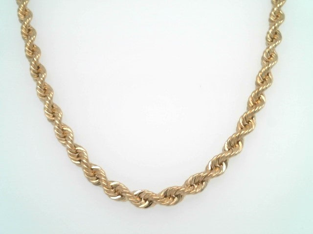 14 Karat Yellow Gold 4 Mm Solid Rope Chain, 17"