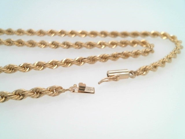 14 Karat Yellow Gold 4 Mm Solid Rope Chain, 17"